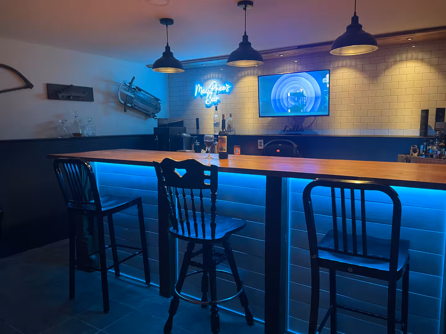 Walkout basement apartment and bar area